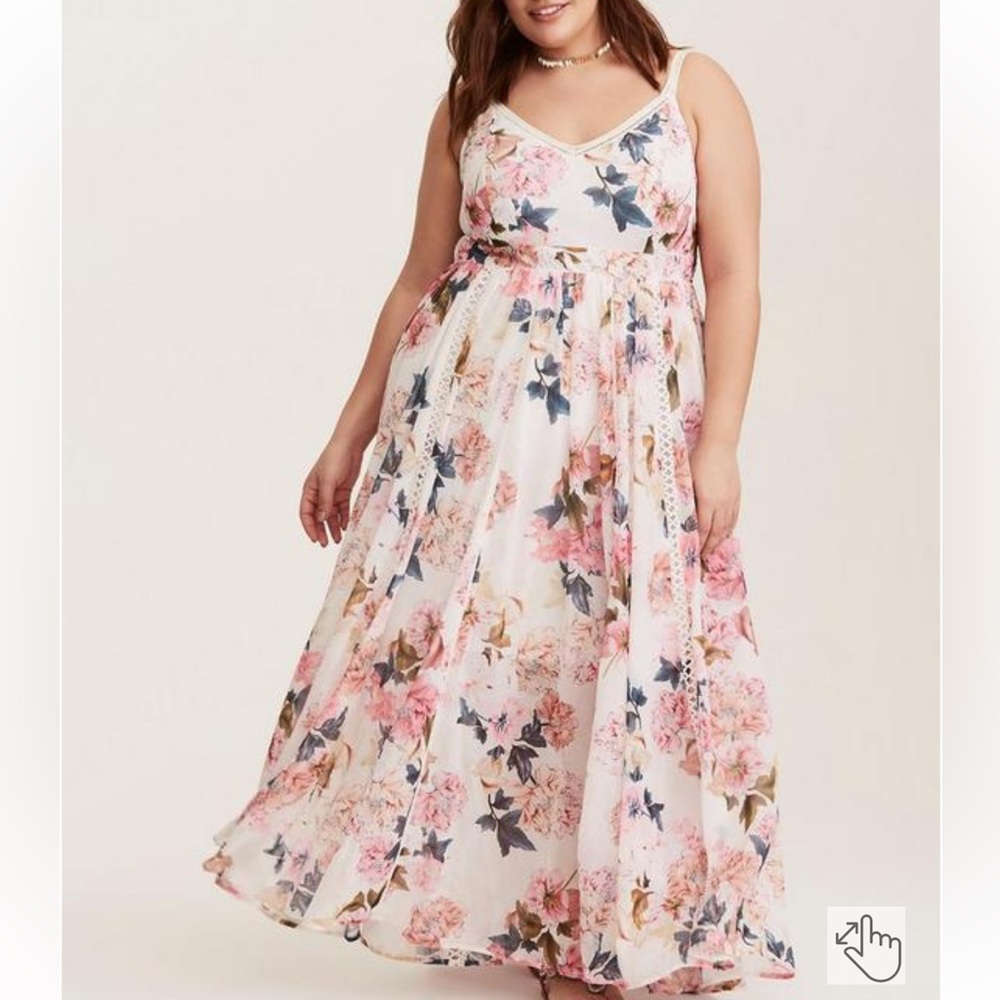 Torrid Runway Collection Ivory Floral Crochet Maxi Dress